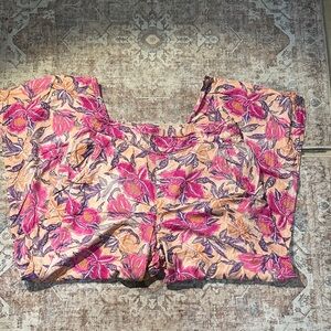 Old Navy Vibrant Floral Pants in Pink and Orange
